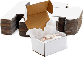 50-Pack White Corrugated Packaging Boxes 4X3X2, Bulk Small Cardboard Foldable M - £34.01 GBP