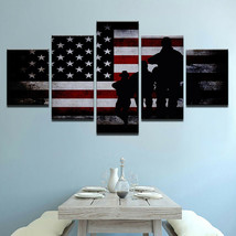 Multi Panel Print American Patriot Canvas 5 Piece US Flag Military Man Wall Art  - £22.23 GBP+