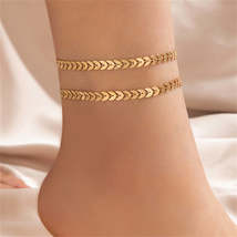18K Gold-Plated Wheat Chain Anklet Set - £10.95 GBP