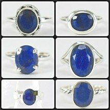 925 Sterling Silver Sapphire Artisan Handmade Unisex Ring 6 Pc Wholesale Lot - £118.91 GBP