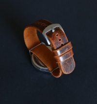 Brown One-piece Leather Watch Strap - Distressed Band Vintage 18-24mm Ha... - $35.00