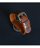Brown One-piece Leather Watch Strap - Distressed Band Vintage 18-24mm Ha... - $35.00