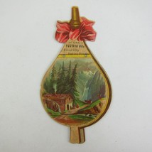 Victorian Trade Card Die-Cut Fireplace Blower Waterfall Pine Trees Antique 1883 - £15.79 GBP