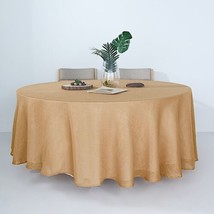 Beige 108&quot;&quot; Round Premium Faux Burlap Polyester Tablecloth Wedding Linens Gift - £28.88 GBP