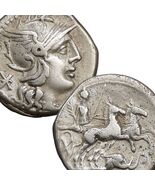 ROMA/Elephant Head RARE no Bell, PAX in Two Horse Chariot Roman Coin Cae... - $407.55