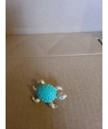 Small Turquoise and Silver Tone Turtle Brooch - $27.44 CAD