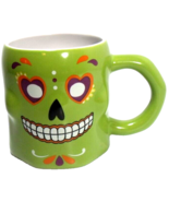 Halloween Coffee/Tea /Hot Chocolate Mug Lime Green Smiley Skelton  Face - $12.74