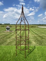 40&quot; Rose Plant Support Garden Trellis Topiary, Round Wrought Iron Obelisk - £78.27 GBP
