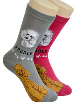 Poodle Dog Socks Fun Novelty Dress Casual SOX Puppy Pet Foozys 2 Pair - $9.89