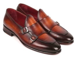Paul Parkman Mens Shoes Brown Leather Double Monkstrap Handmade HT61BRW - £306.33 GBP