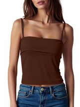 ZANZEA Adjustable Spaghetti Strap Tank Top Brown Size Small - $93.47 MXN ZANZEA Adjustable Spaghetti Strap Tank Top Brown Size Small - $93.47 MXN