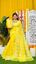 PURE MUSLIN HANDWOVEN JAMDANI SAREE WITH BLOUSE PIECE - $96.75