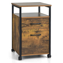 2 Drawer Mobile File Cabinet Printer Stand with Open Shelf for Letter Si... - $158.49