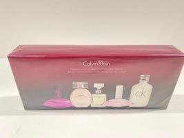 Calvin Klein Deluxe Travel Collection 5pcs fragrances for women-new dark red box - £47.04 GBP
