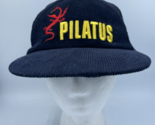 Vtg Corduroy Hat Mt Pilatus Luzern Switzerland Dragon Adjustable Black Cap - $12.59