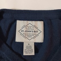 St John's Bay V-Neck Men's Blue Cotton Cashmere Blend Pullover Sweater Size XL image 3