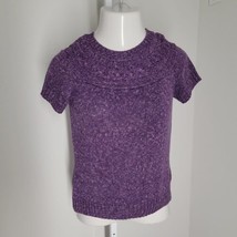 Daisy Fuentes Pullover Knit Sweater ~ Sz PM ~ Purple ~ Short Sleeve - £13.44 GBP