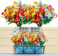 24 Bundles Artificial Fake Flowers For Decoration, Spring Summer Decoration Uv - £27.72 GBP