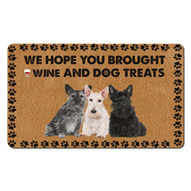 Funny Scottish Terrier Dogs Doormat Wine And Dog Treats Mat Gift For Dog Mom Dad - £31.24 GBP
