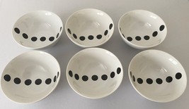 IKEA TICKAR  Set of 6 Cereal Bowls Black Polka Dot Retired Pattern VG - £54.83 GBP