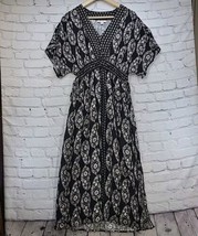 Knox Rose Maxi Dress Sz XS Black Floral Dolman Sleeves High Waist  - $29.69