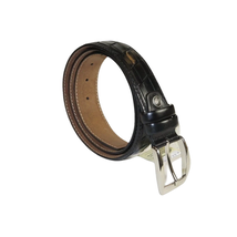 Men Genuine Leather Belt PIERO ROSSI Turkey Soft Full Grain Stitched #137 Black image 3
