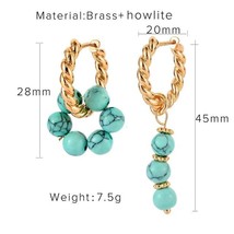 Trend Designs Lapis Jade Opal Freshwater  Round Charm Earrings For Women Handmad - £10.70 GBP