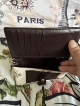 Coach Leather Bifold Wallet Floral Print Snap Closure Wrist Strap - $60.78