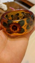 Very rare vintage bakelite reverse carved  bangle bracelet flowers  - £238.45 GBP