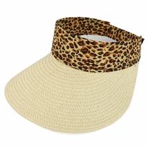 Trendy Apparel Shop Leopard Print Headband Paper Braid Adjustable Sun Visor Hat  - £19.65 GBP