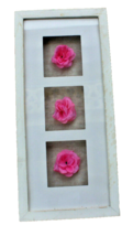 Wall Display Box White Frame 3 Openings Pink Flowers 18&quot; X 8.25&quot; X 1.25&quot; Deep - £9.51 GBP