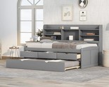 Twin Size Captain Bed With Built-In Bookshelves/3 Storage Drawers/Trundl... - $819.99