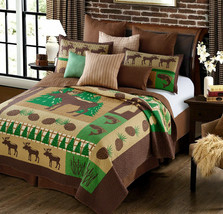 Moose Wilderness Primitive 3 pc King Quilt with 2 matching shams - £58.56 GBP