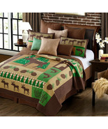 Moose Wilderness Primitive 3 pc King Quilt with 2 matching shams - £58.54 GBP