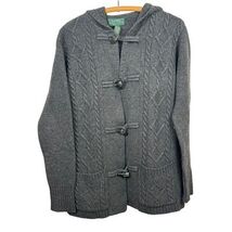 Lauren Ralph Lauren Petite Cable Knit Toggle Hooded Cardigan Sweater Gra... - $35.00