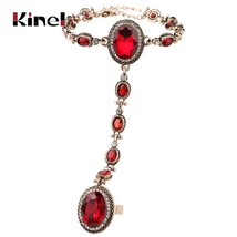 New Red Glass Bracelets For Women From India Jewelry Gold Color White Crystal Ov - £7.20 GBP