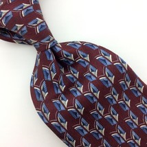 Puritan Tie Geometric Arrow Maroon-Brown Gray White Short Silk Necktie I20-205 - £12.43 GBP