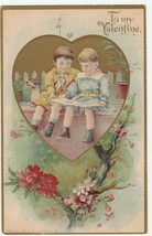 Vintage Postcard Valentine Jack Russell Terrier Dog Little Boys Reading Unused - £7.77 GBP