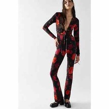 New Free People Flora Printed Catsuit $198 SMALL Black/Red - £70.11 GBP