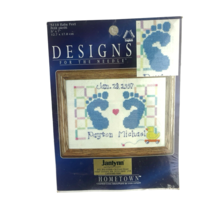 Janlynn Counted Cross Stitch Kit Baby Feet Birth Record 5118 Vintage 90s - $8.90
