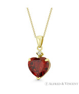Heart-Shaped Simulated Garnet &amp; Clear Cubic Zirconia CZ 14k Yellow Gold ... - $112.11+