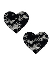 Neva Nude Lace Heart Pasties - Black O/S - $22.99