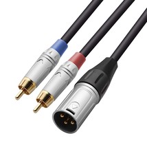 2 Rca To Xlr Male Y Splitter Cable, Unbalanced Dual Rca Male To 1 Xlr Splitter D - £19.69 GBP