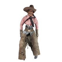 1940&#39;s Texas Folk Art Black American Cowboy Carved wood Figure with Leat... - $1,534.50