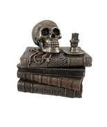 Bronze Wizard`s Study Books and Skull Trinket Stash Box - £43.17 GBP