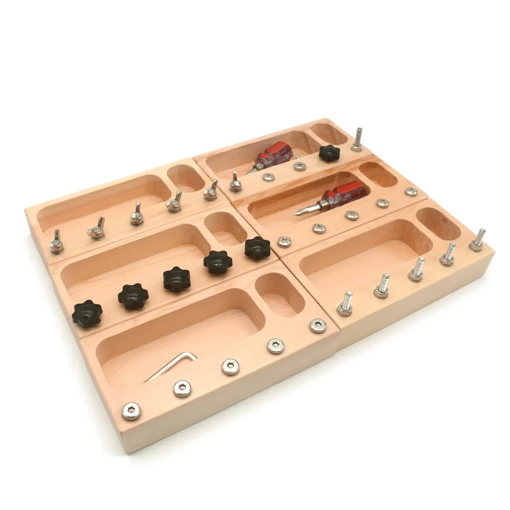 Wooden Montessori Materials Sensory Toys Screw Bolts Sets Montessori Practical - £18.59 GBP+