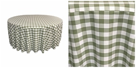 Round Checkered Tablecloth 72&quot; 1 CT - Sage - P01 - £71.89 GBP