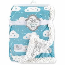 Cribmates Blue Cloud Plush Sherpa Fleece Baby Blanket - £7.16 GBP