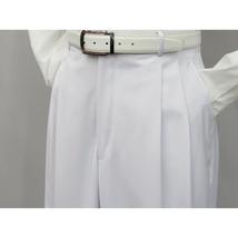 Mens Apollo  King  Banded Collarless suit Chinese Mandarin Wide leg AG98 White image 8