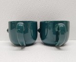 2 Livingware Collection Dark Green Smiley Face Mugs 3D Nose - $19.79